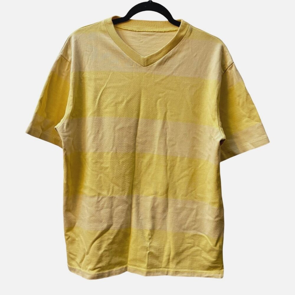 Levi's Striped V-Neck T-Shirt M Heavyweight Stripe Retro Tee Preppy Bloke